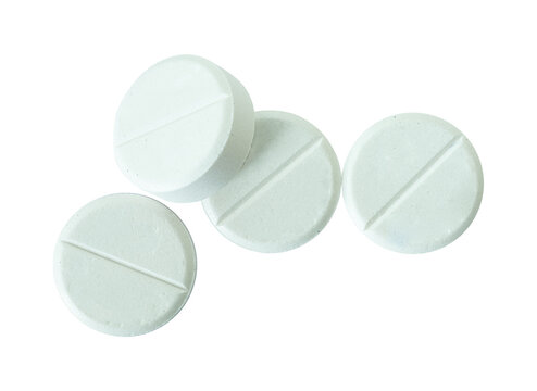 Bunch Of Round White Pills Isolated