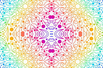 Luxurious colourful gradient mix pattern of modern Chinese oriental Java traditional classic borneo flowers circle flowers art