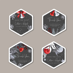 beautiful label template with floral and Christmas ornament