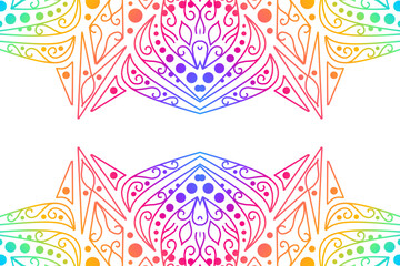 Luxurious colourful gradient mix pattern of modern Chinese oriental Java traditional classic borneo flowers circle flowers art