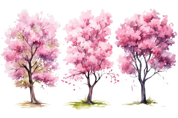 Flowering Trees Set - obrazy, fototapety, plakaty