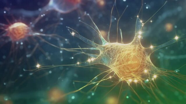Neuron firing. Nerve Cell Activity in the Brain, Neurogenesis, Neurotransmitters, Synapse. Nervous System.