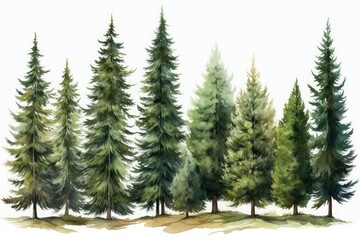 Conifer Trees Set - obrazy, fototapety, plakaty