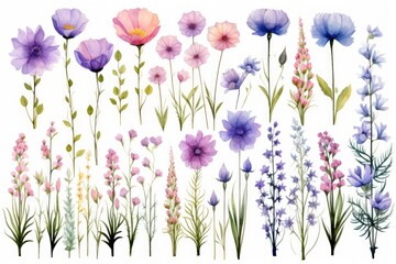 Alpine Flowers Set - obrazy, fototapety, plakaty