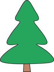 Christmas tree icon vector illustration. Simple pine silhouette stylized design element