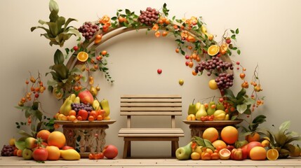 Podium fruit background mockup beauty product platform citrus summer natural cosmetic. Background...