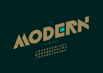 Vector of stylized modern font and alphabet
