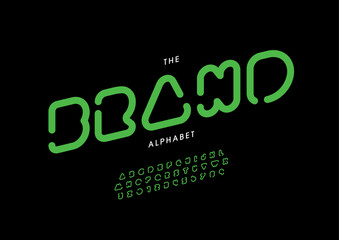 Vector of stylized modern font and alphabet