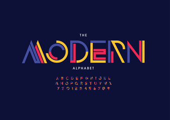 Vector of stylized modern font and alphabet