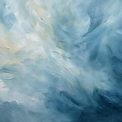 AI generated illustration of a modern abstract painting featuring a blend of blue and white tones