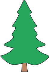 Christmas tree icon vector illustration. Simple pine silhouette stylized design element