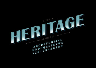 Vector of stylized modern font and alphabet