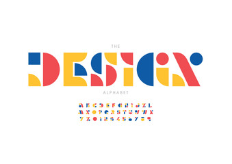 Vector of stylized modern font and alphabet