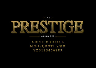 Vector of stylized modern font and alphabet