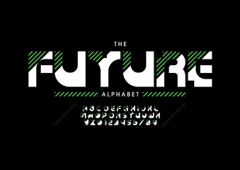 Vector of stylized modern font and alphabet