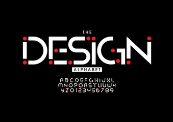 Vector of stylized modern font and alphabet