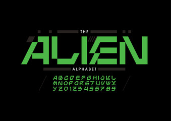 Vector of stylized modern font and alphabet