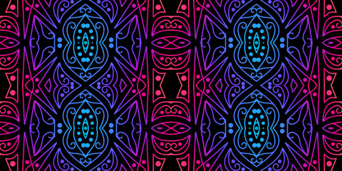 Luxurious colourful gradient mix pattern of modern Chinese oriental Java traditional classic borneo flowers circle flowers art