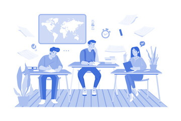 Students Doing Exam Preparation