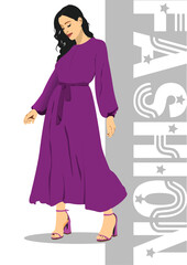 Silhouette of fashion woman in purple.