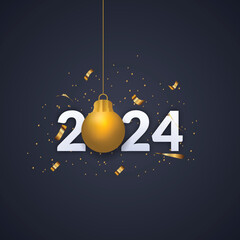 happy new year 2024. number design vector for happy new year, Greeting Card, celebration 2024 year