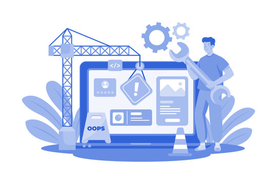 Website Under Construction Illustration concept on white background