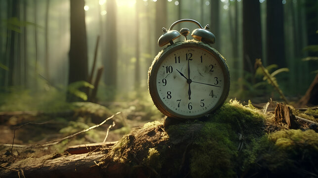 A timer quietly measures the years, serving as a poignant metaphor for the vanishing biodiversity. AI generative.