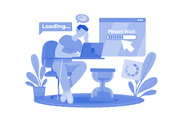 Very Slow Page Loading Illustration concept on white background