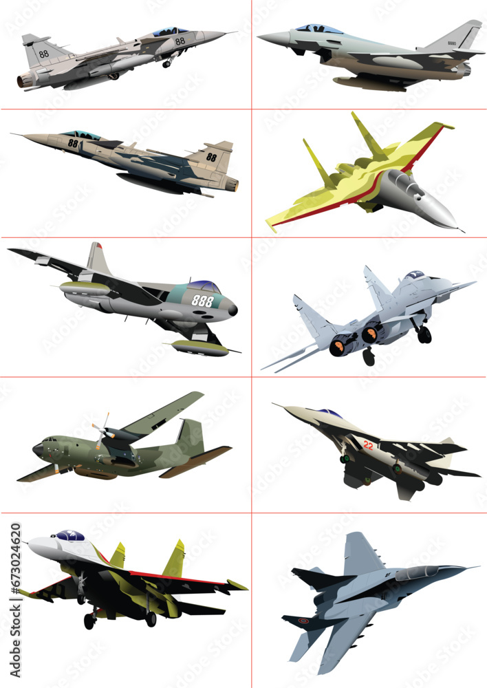 Poster Big set of Air force team. Vector color