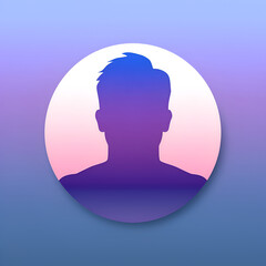 male avatar, silhouette of a man. colored round icon.