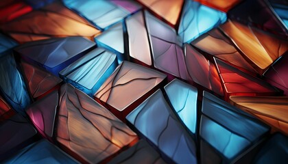 AI generated illustration of a colorful geometric glass wall with abstract design