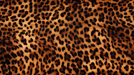 Foto op Aluminium Leopard fur seamless pattern. Repeated background of fluffy texture. © Pixel Pine