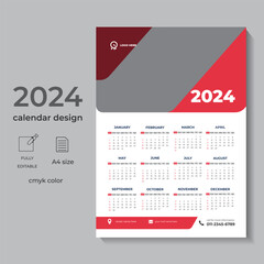 calendar 2024 with planner template , one page calendar design 2024 