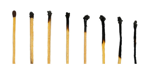 set of burn matches isolated