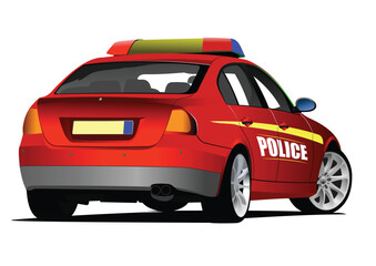 Sheriff`s  car. Police car on white background.