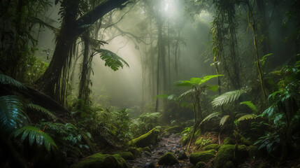 rain forest in the morning - obrazy, fototapety, plakaty