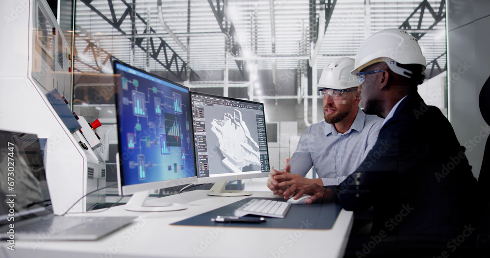 Aufkleber Engineer Doing 3D CAD Model Design On Computer