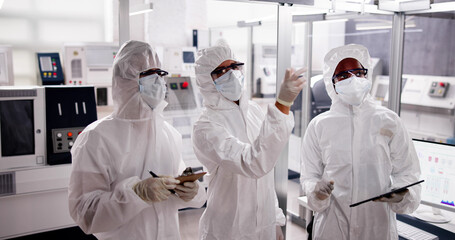 Sterile Semiconductor Manufacturing Factory And Workers