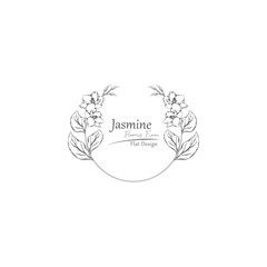 Logo template. jasmine flowers illustration.