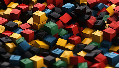 Colorful block texture with central black frame mockup.