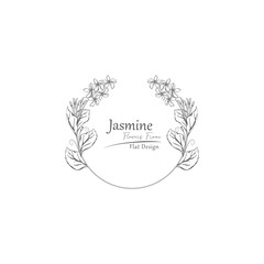 Logo template. jasmine flowers illustration.