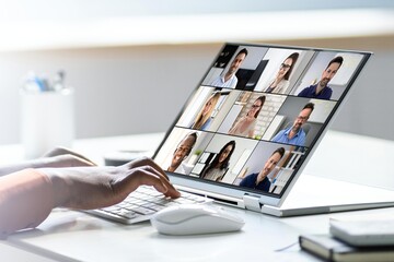 African Woman on a Hybrid Video Conferencing