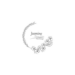 Logo template. jasmine flowers illustration.