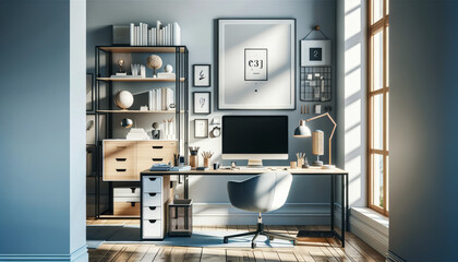Productivity in Style: Minimalist Home Office Illustratio