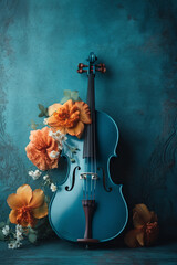 violin and flowers