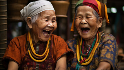Thai grandmas spread joy through laughter.generative ai
