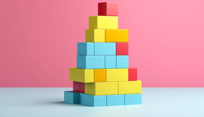 Minimalist colorful block stack mockup. generative ai