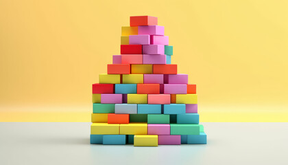 Minimalist colorful block stack mockup.generative ai