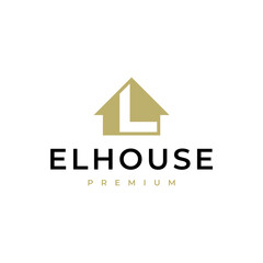 L letter house home L initial lettermark logo vector icon illustration