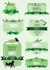 Eco labels with retro vintage design. Vector illustration